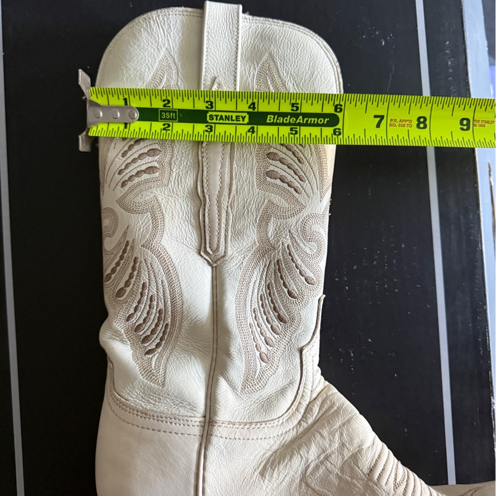LUCCHESE Evangeline Leather Cowboy Boots in Wheat Glitz sz 7.5 EUC - Picture 13 of 14